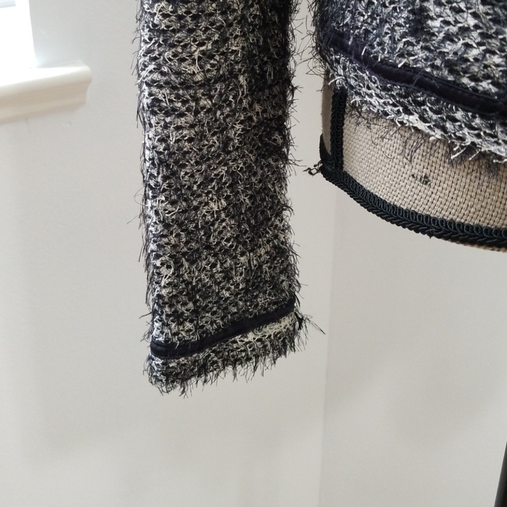 Lindex Open Front Fuzzy Black White Blazer - image 4